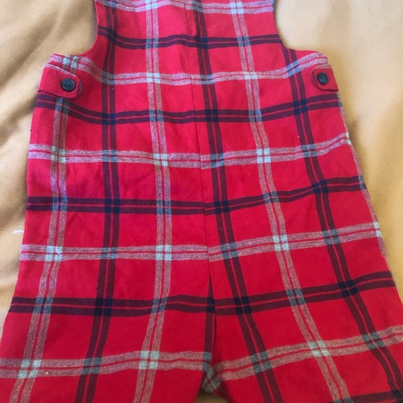 Janie and Jack red checkered overalls - Picture 3 of 4